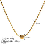 18K Gold Square Pendant Beaded Chain Necklace - QH Clothing