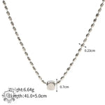 18K Gold Square Pendant Beaded Chain Necklace - QH Clothing