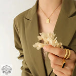 18K Gold Square Pendant Necklace - QH Clothing