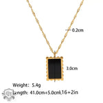 18K Gold Square Pendant Necklace with Inlaid Shell - QH Clothing