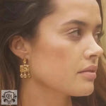 18K Gold Square Plate Earrings with Zircon Tassel Pendants - QH Clothing