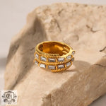 18K Gold Square Zircon Ring - QH Clothing