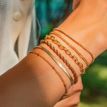 18K gold trendy simple stacked design bracelet set - QH Clothing