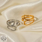 18K Gold Staggered Cutout Ring - QH Clothing