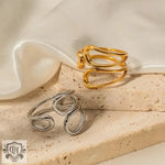 18K Gold Staggered Cutout Ring - QH Clothing