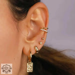 18K Gold Star with Devil's Eye Zirconia Earrings - QH Clothing