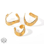 18K Gold Starry C-Shaped Zircon Earrings/Ear Clip - QH Clothing