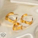 18K Gold Starry C-Shaped Zircon Earrings/Ear Clip - QH Clothing