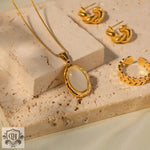 18K Gold Stone Pendant Necklace - QH Clothing