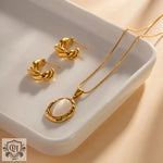 18K Gold Stone Pendant Necklace - QH Clothing