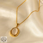 18K Gold Stone Pendant Necklace - QH Clothing