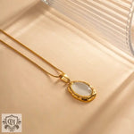 18K Gold Stone Pendant Necklace - QH Clothing