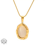 18K Gold Stone Pendant Necklace - QH Clothing