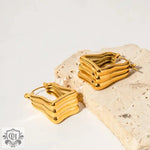 18K Gold Striped Earrings - QH Clothing