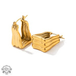 18K Gold Striped Earrings - QH Clothing