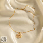 18K Gold Sun Pendant Necklace with Zircon Inlay - QH Clothing