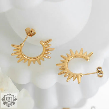 18K Gold Exquisite and Noble Hollow Sun Shape Design Versatile Earrings - QH Clothing