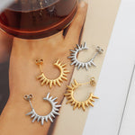 18K Gold Exquisite and Noble Hollow Sun Shape Design Versatile Earrings - QH Clothing