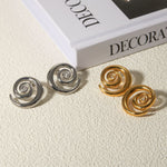 18k gold fashionable swirl diamond design simple style earrings - QH Clothing