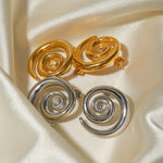 18k gold fashionable swirl diamond design simple style earrings - QH Clothing