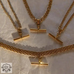 18K Gold T-Bar Pendant Necklace - QH Clothing