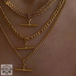 18K Gold T-Bar Pendant Necklace - QH Clothing