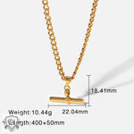 18K Gold T-Bar Pendant Necklace - QH Clothing