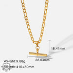 18K Gold T-Bar Pendant Necklace - QH Clothing