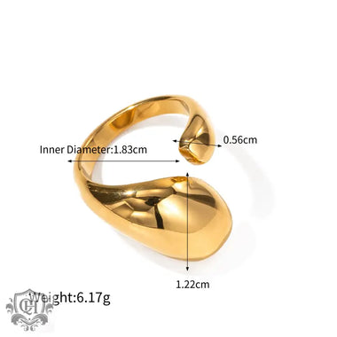 18K gold fashionable and simple drop-shaped design ring - QH Clothing