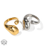 18K gold fashionable and simple drop-shaped design ring - QH Clothing