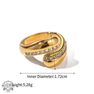 18K gold noble and simple drop-shaped zircon design versatile ring - QH Clothing