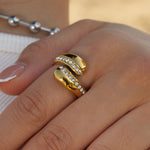 18K gold noble and simple drop-shaped zircon design versatile ring - QH Clothing