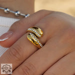 18K gold noble and simple drop-shaped zircon design versatile ring - QH Clothing