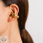 18K Gold Textured Hollow Cylinder Earrings - QH Clothing