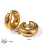 18K Gold Textured Hollow Cylinder Earrings - QH Clothing