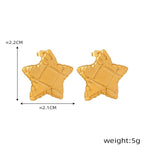 18k gold trendy fashion stars with textured design light luxury style earrings - QH Clothing