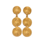 18k gold trendy personalized thread circle pendant design earrings - QH Clothing