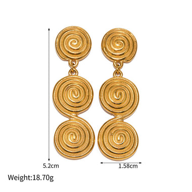 18k gold trendy personalized thread circle pendant design earrings - QH Clothing