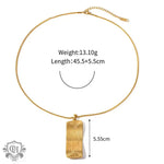 18K Gold Threaded Design Rectangle Necklace & Earrings - QH Clothing