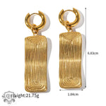 18K Gold Threaded Design Rectangle Necklace & Earrings - QH Clothing