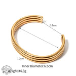 18k gold trendy and fashionable three-layer rib design open bracelet - QH Clothing