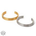 18k gold trendy and fashionable three-layer rib design open bracelet - QH Clothing