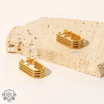 18K Gold Three-Layer U-Shaped Open Earrings - QH Clothing