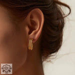 18K Gold Three-Layer U-Shaped Open Earrings - QH Clothing