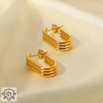 18K Gold Three-Layer U-Shaped Open Earrings - QH Clothing