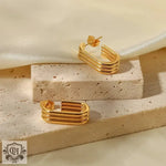 18K Gold Three-Layer U-Shaped Open Earrings - QH Clothing