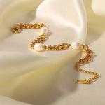 18K Gold Three Pearls Simple Bracelet - QH Clothing