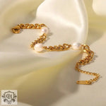 18K Gold Three Pearls Simple Bracelet - QH Clothing