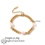 18K Gold Three Pearls Simple Bracelet - QH Clothing