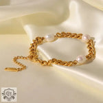 18K Gold Three Pearls Simple Bracelet - QH Clothing